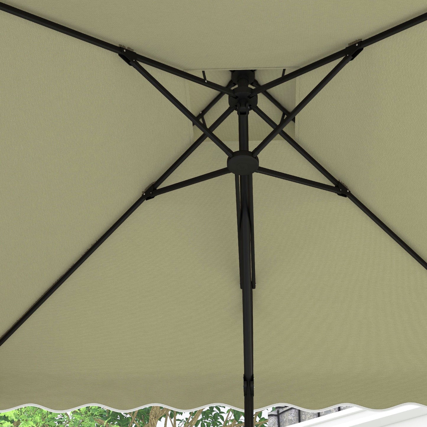 Outsunny 2.5m Square Double Top Garden Parasol Cantilever Umbrella with Ruffles, Beige