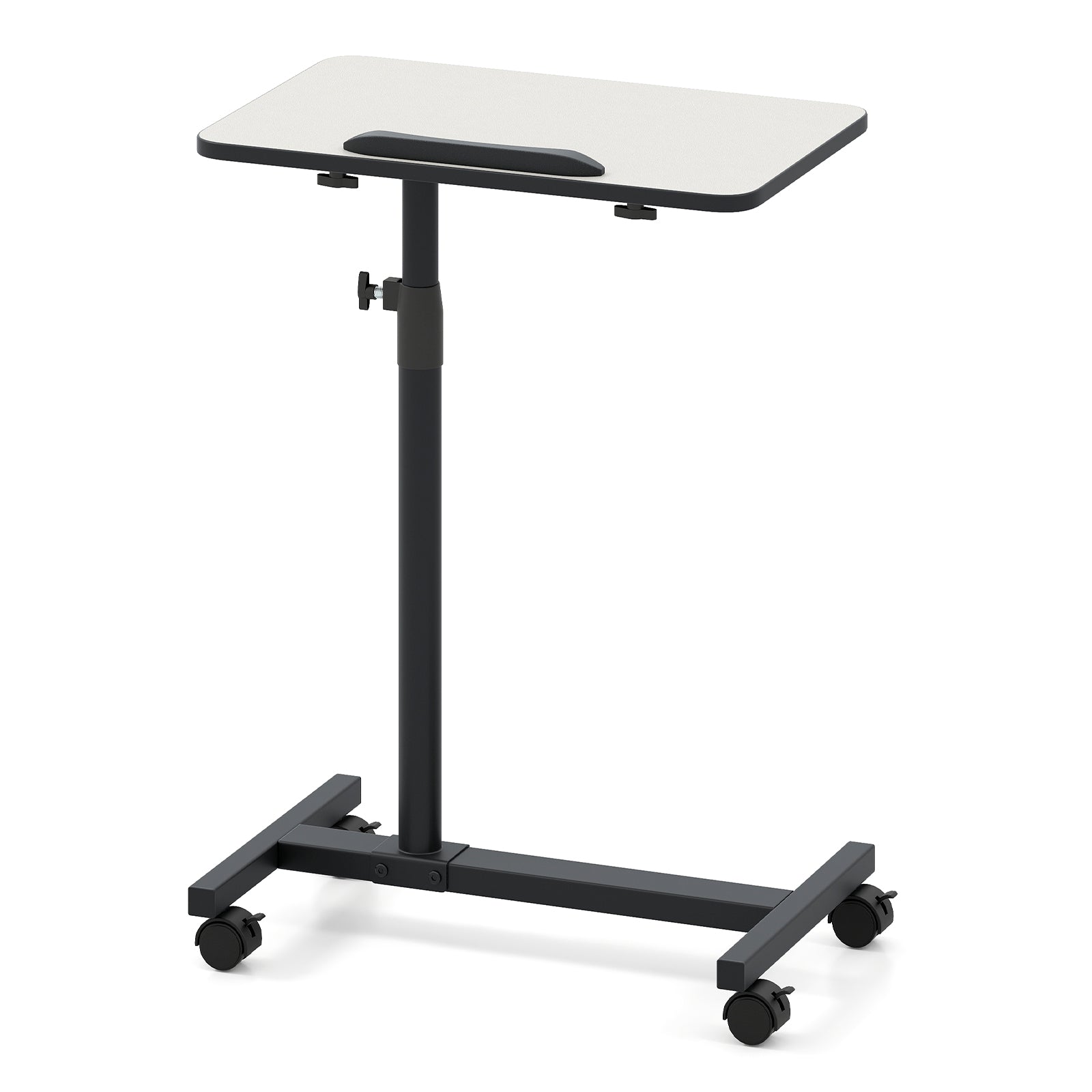 Overbed Table Tilting Bedside Table with Wheels Adjustable Height-Grey