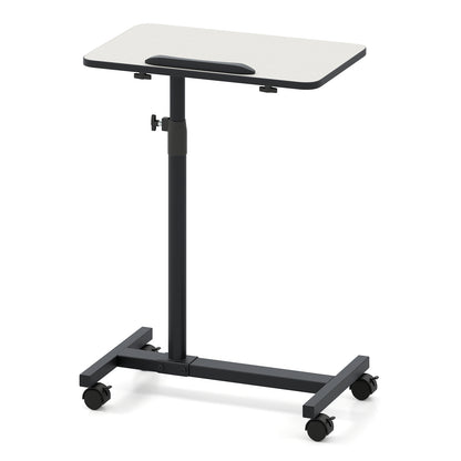 Overbed Table Tilting Bedside Table with Wheels Adjustable Height-Grey