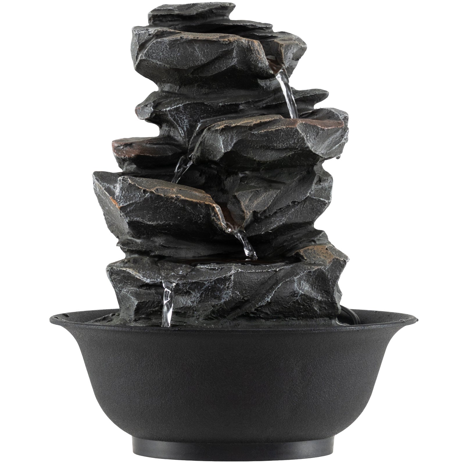 Tabletop Water Fountain Indoor Desktop Cascading Water Feature with LED Light