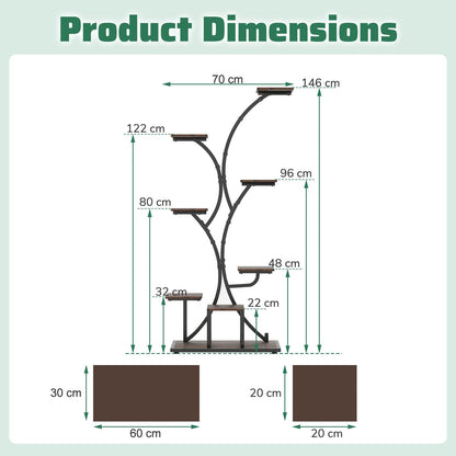Tall 8-Tier Corner Metal Plant Shelf Set of 2 for Multiple Plants-Rustic Brown
