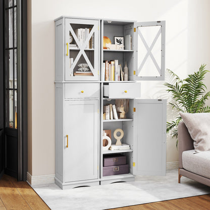 Tall Bathroom Cabinet with Drawer 2 Doors and 3 Adjustable Shelves-White