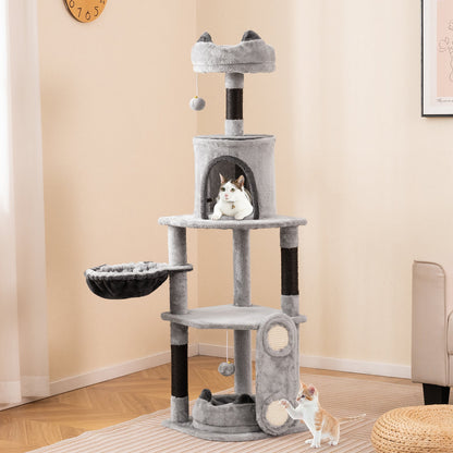 Multi-level Large Cat Tree with Sisal Scratching Posts and Board Condo-Grey