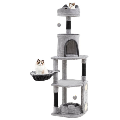 Multi-level Large Cat Tree with Sisal Scratching Posts and Board Condo-Grey