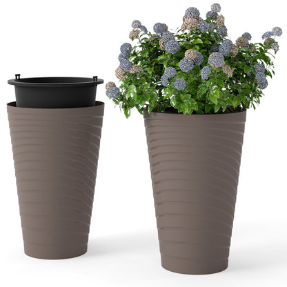 45 cm Tall Flower Pot Set of 2 Modern Decorative Planter Pots-Brown
