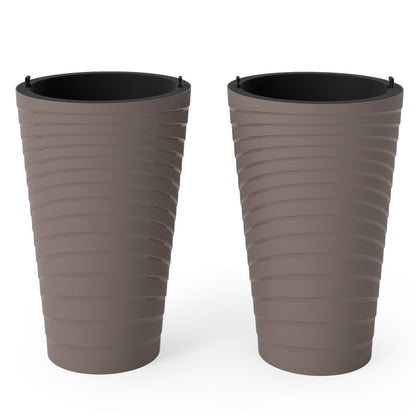 45 cm Tall Flower Pot Set of 2 Modern Decorative Planter Pots-Brown