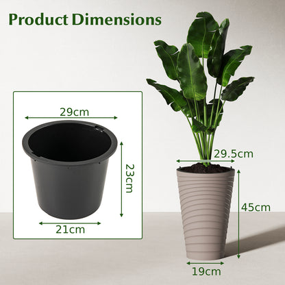45 cm Tall Flower Pot Set of 2 Modern Decorative Planter Pots-Brown