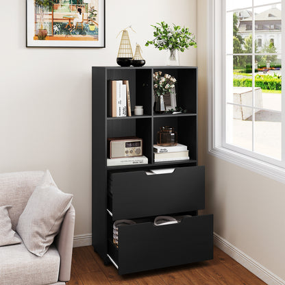 130CM 5-Tier Tall Freestanding Bookshelf for Living Room-Black