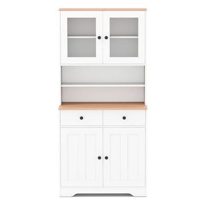 Modern Tall Kitchen Storage Cabinet Buffet Sideboard for Dining Room Living Room-White