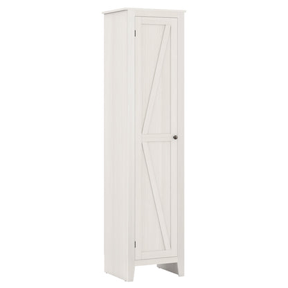 Tall Storage Cabinet with Four Shelves and Single Door-White