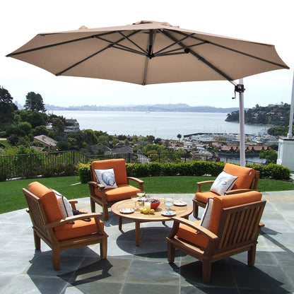 3.3m Patio Cantilever Umbrella with Tilting Adjustment and Cross base-Tan