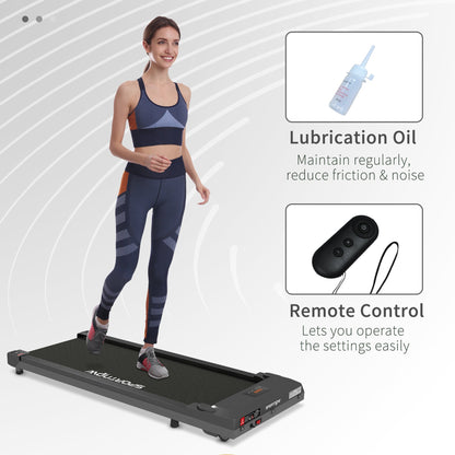 SPORTNOW Under Desk Treadmill, Walking Pad, with Remote Control, LED Display, 1-6km/h - Black