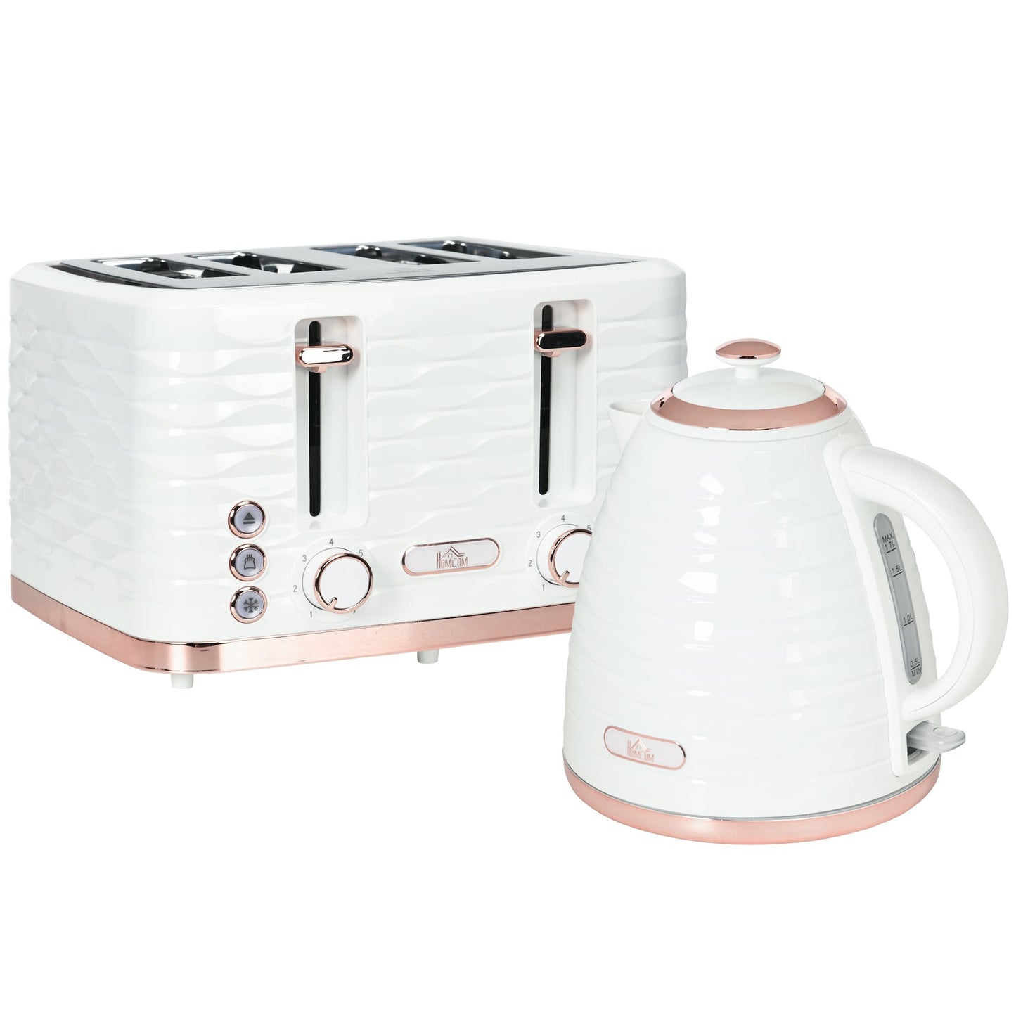 HOMCOM Four-Slice Rippled Toaster - White