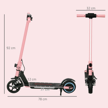 SPORTNOW Folding Electric Scooter for Kids, with Dual Brakes, Front Suspension, LED Colourful Lights, Pink