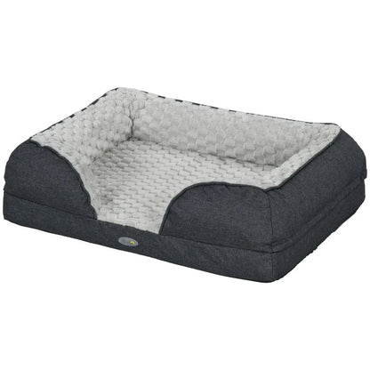 PawHut Calming Dog Bed Pet Mattress w/ Removable Cover, Anti-Slip Bottom, for Small Dogs, 70L x 50W x 18Hcm - Charcoal Grey