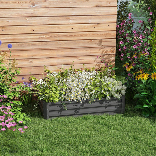 Outsunny Rectangle Raised Garden Bed Box with Weatherized Steel Frame for Vegetables, Flowers, & Herbs, 120 cm x 60 cm x 30.5 cm, Light Grey