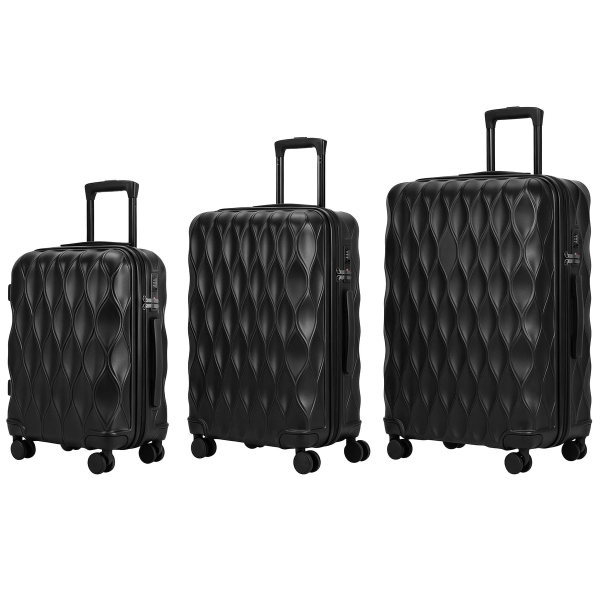 HOMCOM 3-Piece Suitcase Set, Hard Shell Carry On & Checked Luggage Set with TSA Lock, 20/24/28 Inch, Black