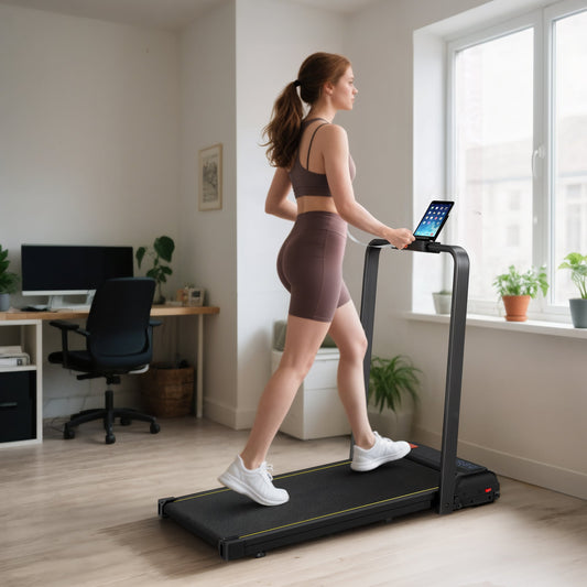 SPORTNOW Folding Walking Treadmill, Under Desk Walking Pad with Incline, Black