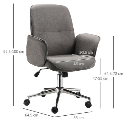 Vinsetto Rocking Office Desk Chair w/ Arm Rest on Wheels Adjustable Height Light Grey