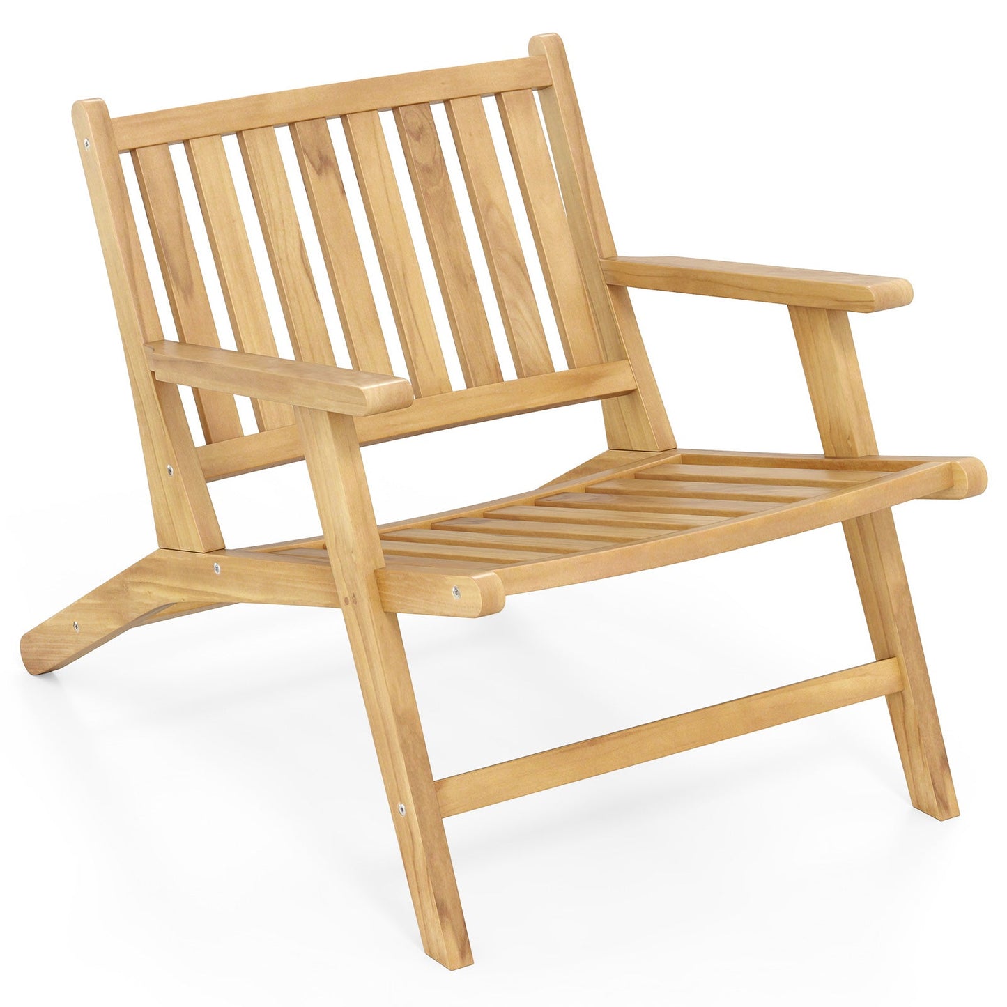 Teak Wood Outdoor Reclining Chair Natural Mid Century Accent Armchair