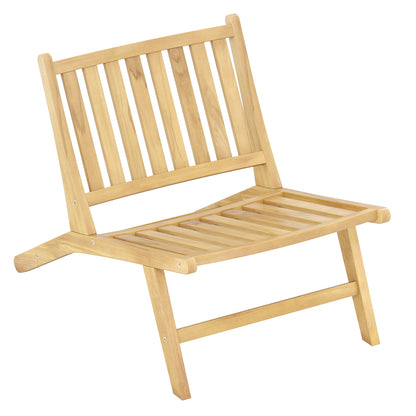 Teak Wood Outdoor Reclining Chair Natural Mid Century Accent Chair