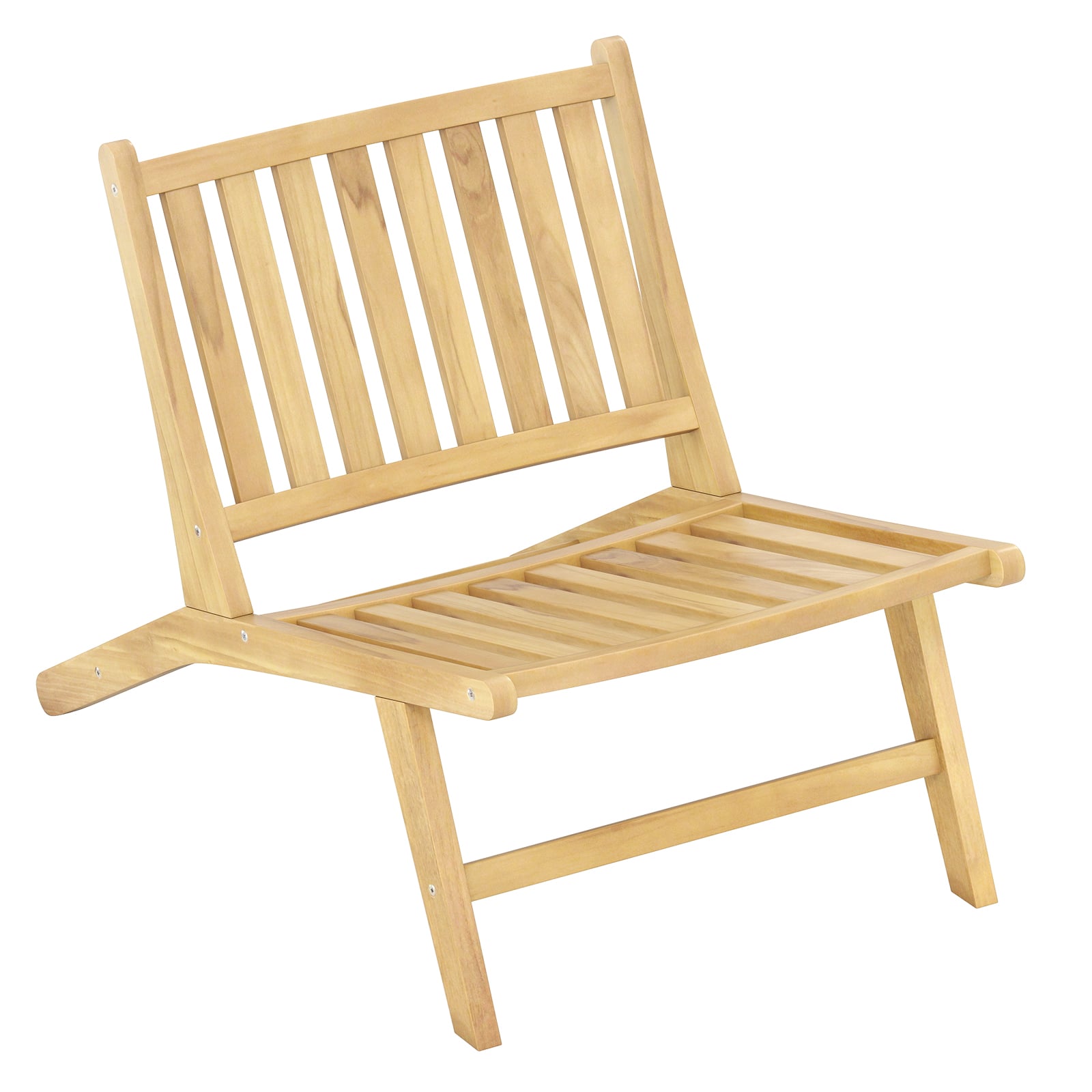 Teak Wood Outdoor Reclining Chair Natural Mid Century Accent Chair
