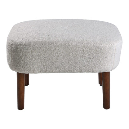 White Boucle Teddy Upholstered Accent Chair with Footstool