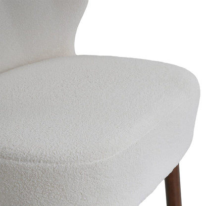 White Boucle Teddy Upholstered Accent Chair with Footstool