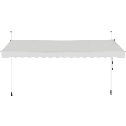 Telescopic Awning Sun Shade with Manual Crank Handle-Beige
