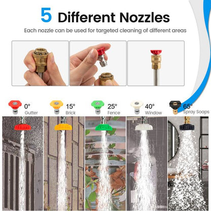 Telescoping Wand for Pressure Washers with 5 Spray Nozzles