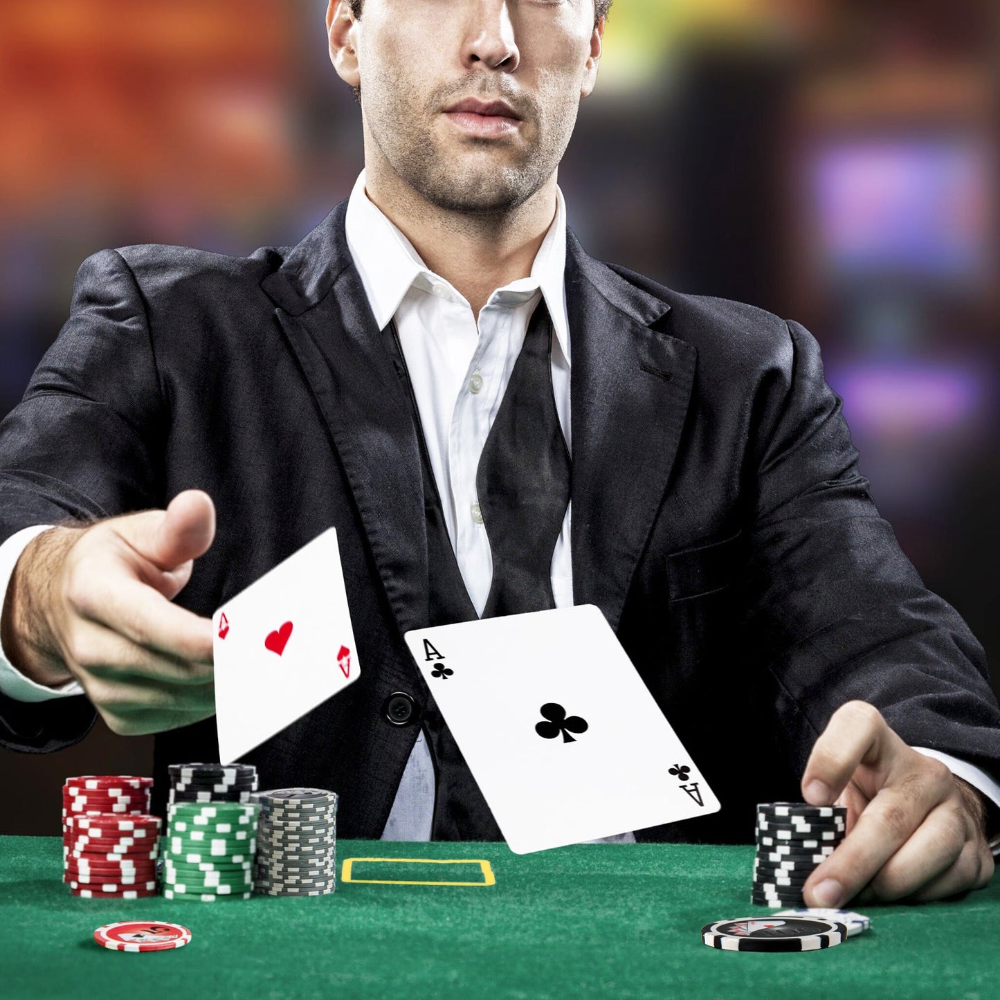 Texas Holdem Poker Chip Set Casino Poker Chips with 400 Pieces Chips-Black