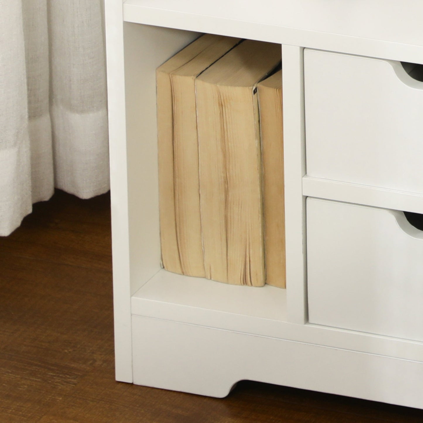 HOMCOM Bedside Table, Small Bedside Cabinet with 2 Drawers and Storage Shelves, Accent Table for Living Room, Bedroom, White