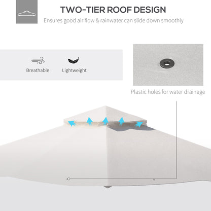 Outsunny 3x3(m) Replacement Gazebo Canopy, Double Tier Roof Top for Garden, Patio, Outdoor, Beige (TOP ONLY)