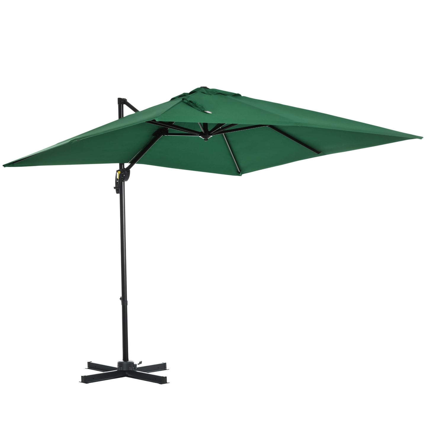Outsunny Square Umbrella Parasol W/360 Rotation, 245Lx245Wx248H cm-Green