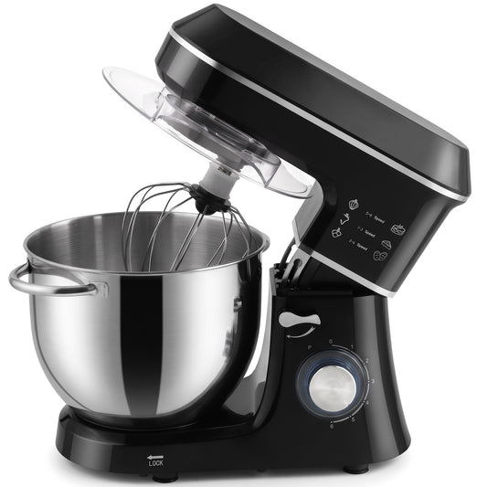 HOMCOM 7 L 1400W 6-Speed Tilt-Head Food Mixer, Stand Mixer with Handle and Dough Hook, Black
