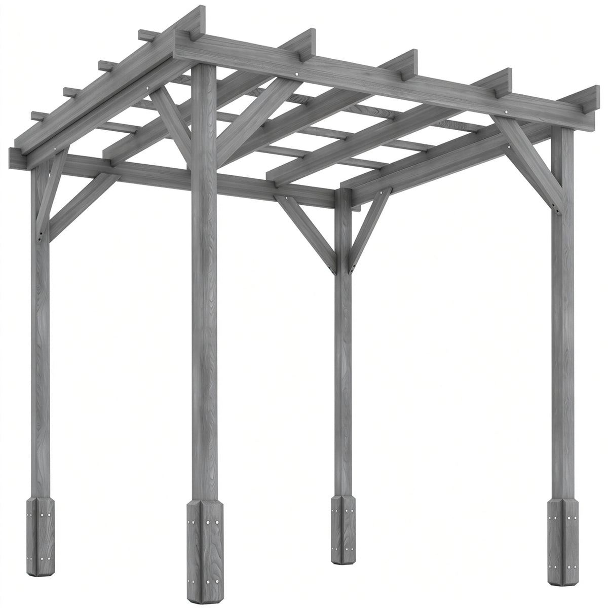 Outsunny 2 x 2m Wooden Pergola Kit, Decorative Garden Gazebo Shelter with Stable Structure for Climbing Vines, Flowers, Grey