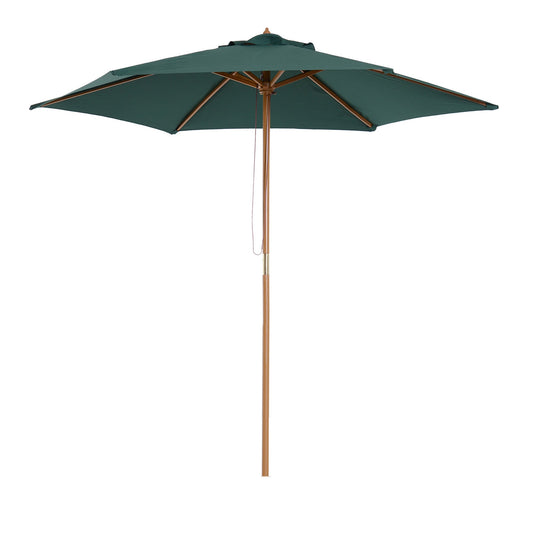 Outsunny 2.5m Wood Garden Parasol Sun Shade Patio Outdoor Wooden Umbrella Canopy Green