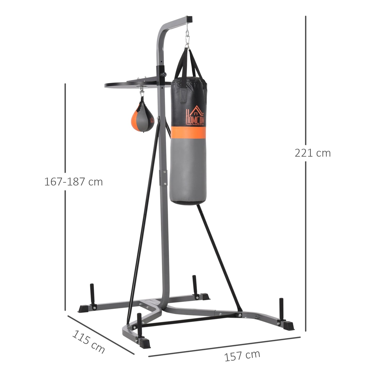 HOMCOM Freestanding Boxing Punch Bag & Speed Ball Station Hanging Frame Training Exercise Platform Home Gym Heavy Duty