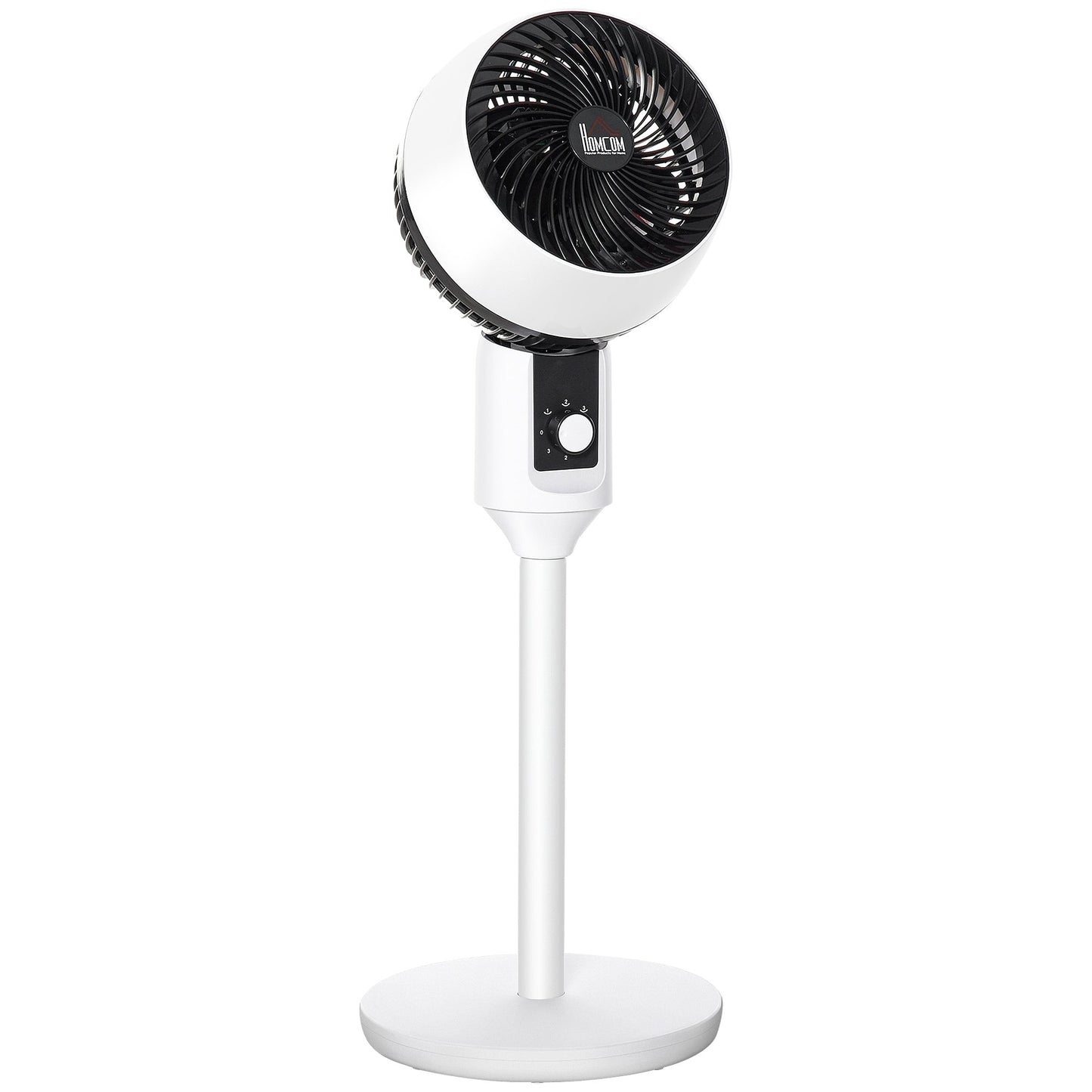 HOMCOM 9'' Air Circulator Fan 3 Speed, 70 Oscillation 90 Vertical Tilt, Carry Handle, Pedestal Fan, Pedestal Fan for Living Room, Bedroom, Office, White and Black