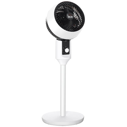 HOMCOM 9'' Air Circulator Fan 3 Speed, 70 Oscillation 90 Vertical Tilt, Carry Handle, Pedestal Fan, Pedestal Fan for Living Room, Bedroom, Office, White and Black