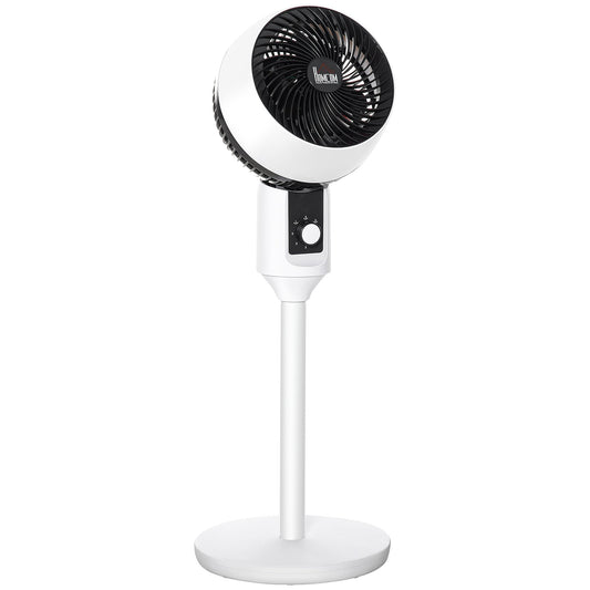 HOMCOM 9'' Air Circulator Fan 3 Speed, 70 Oscillation 90 Vertical Tilt, Carry Handle, Pedestal Fan, Pedestal Fan for Living Room, Bedroom, Office, White and Black