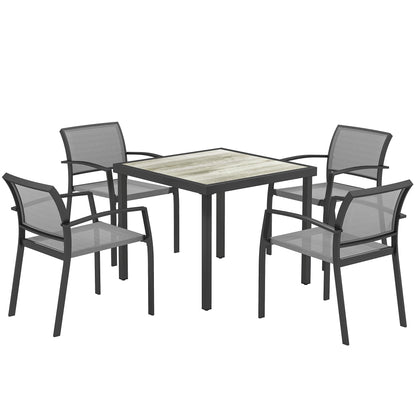 Outsunny Five-Piece Outdoor Garden Dining Set - Grey