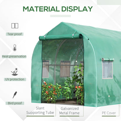 Outsunny Walk في Polytunnel Greenhouse مع نوافذ وباب للحديقة والفناء الخلفي (3 × 2 م)