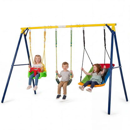 Toddler Swing Set Heavy Duty Metal Swing Frame with Adjustable Belt Swing