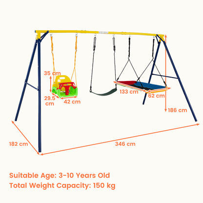 Toddler Swing Set Heavy Duty Metal Swing Frame with Adjustable Belt Swing