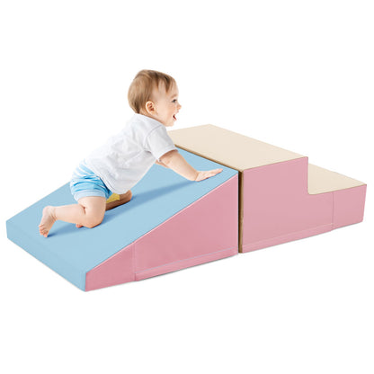Toddler Climb and Crawl Foam Play Set-Pink & Beige