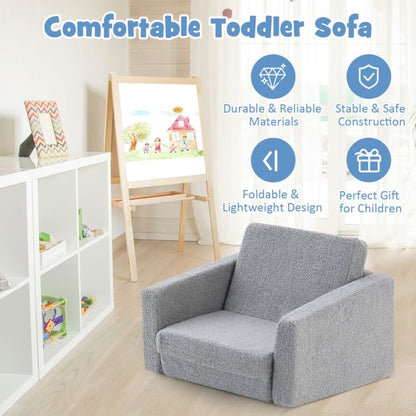 2-in-1 Toddler Fold out Couch with Washable Sofa Cover-M