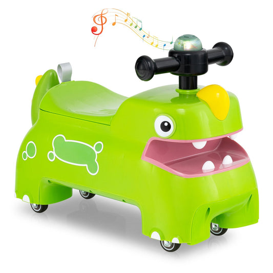 Toddler Ride on Toy with Under Seat Storage with Music and Lights-Green