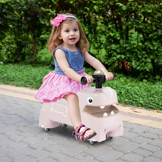 Toddler Ride on Toy with Under Seat Storage with Music and Lights-Pink