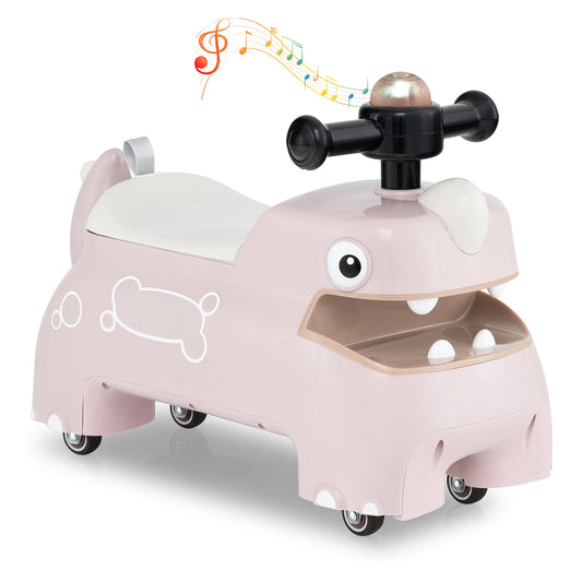 Toddler Ride on Toy with Under Seat Storage with Music and Lights-Pink